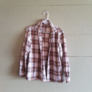 Vintage brown plaid flannel shirt S